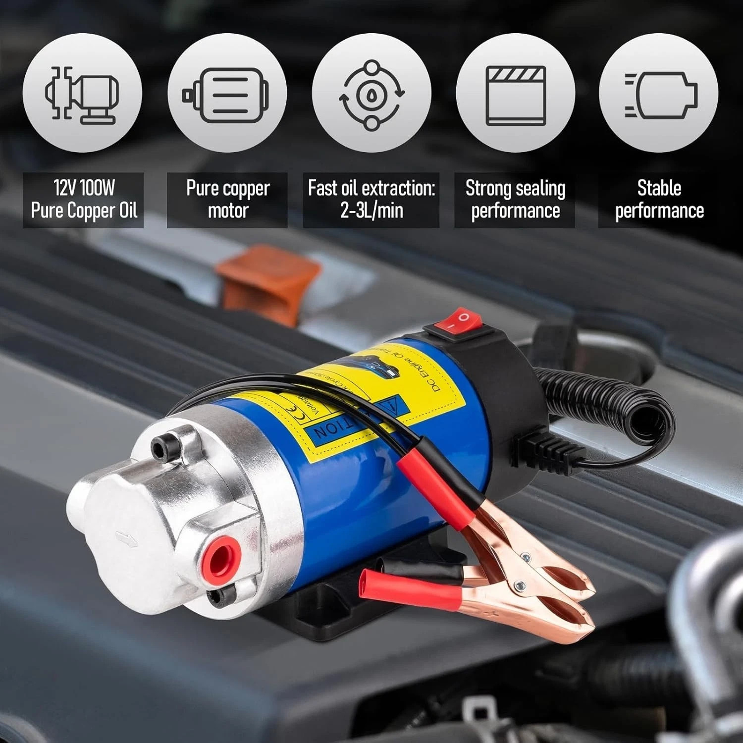 12V Electric Oil Extractor Pump for Engine Oil & Fluid Transfer 100W