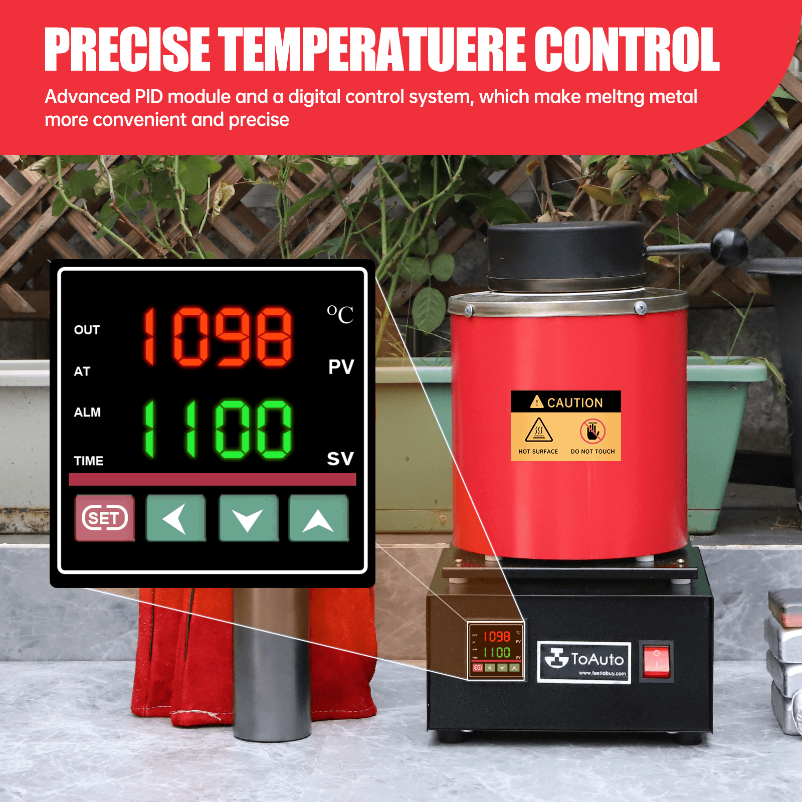 TOAUTO 3KG Metal Smelting Furnace Kit Gold Silver Refining Casting Jewelry Tool