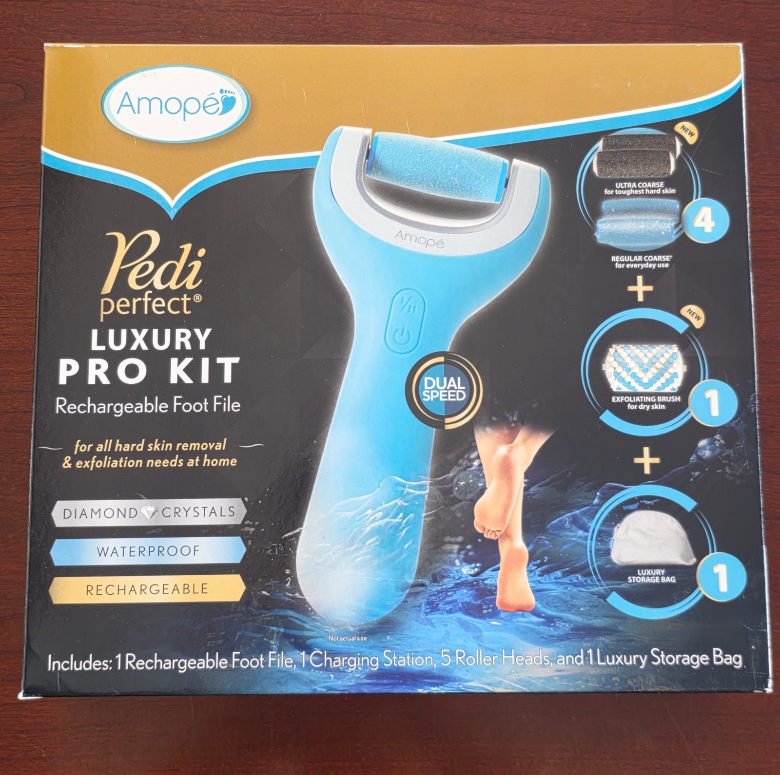 New Factory Sealed Amope Pedi Perfect Luxury Pro Kit Rechargeable Foot File