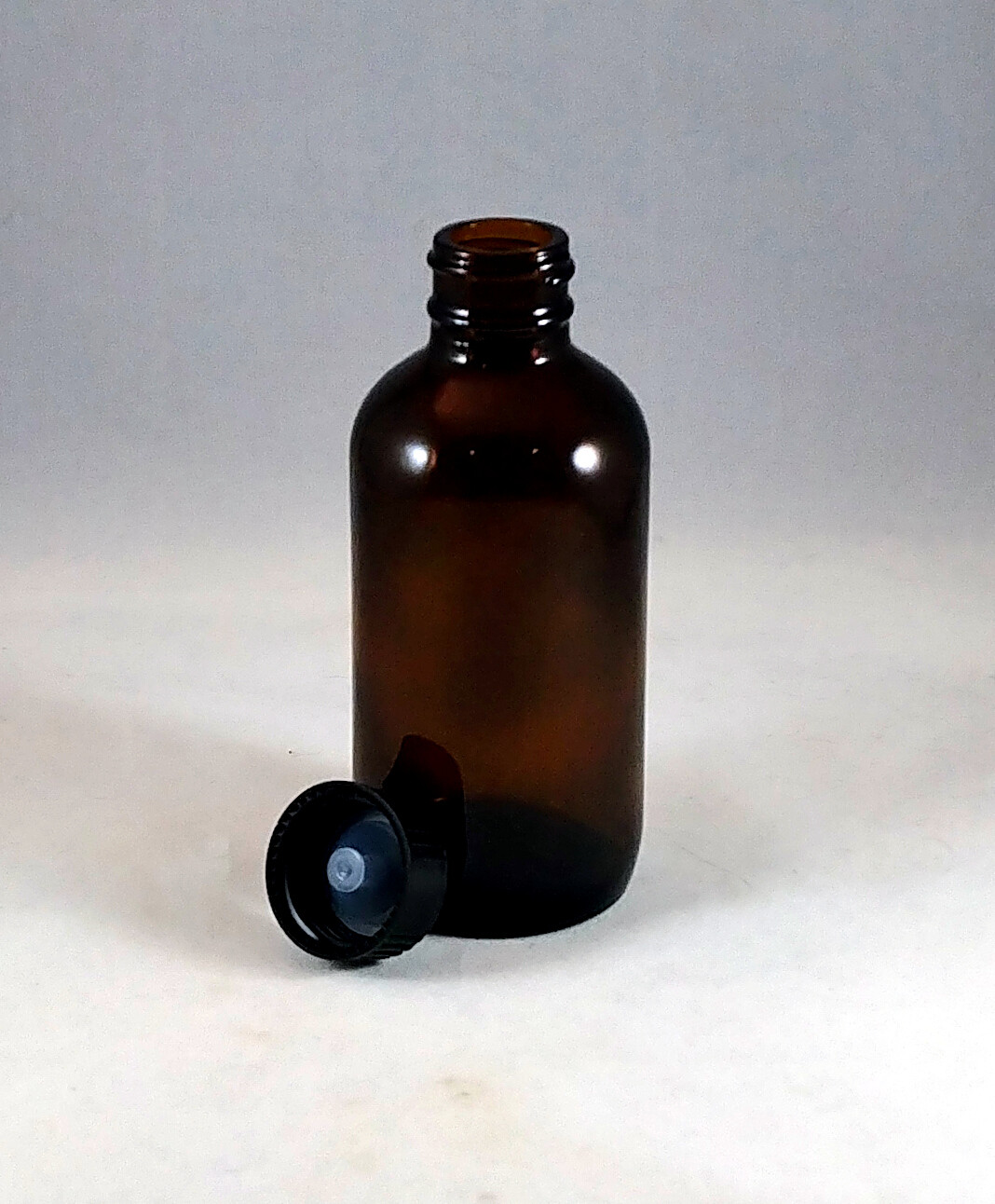 4 oz Amber Boston Round Glass Bottles w Caps, Droppers, Phenolic, Mult Lot Sizes