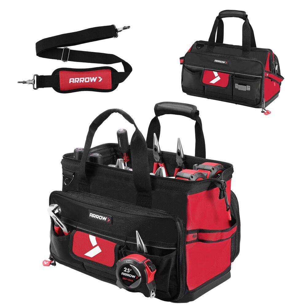 ARROW 17" Large Tool Bag for Men Heavy Duty with Waterproof Hard Base 36 Pockets