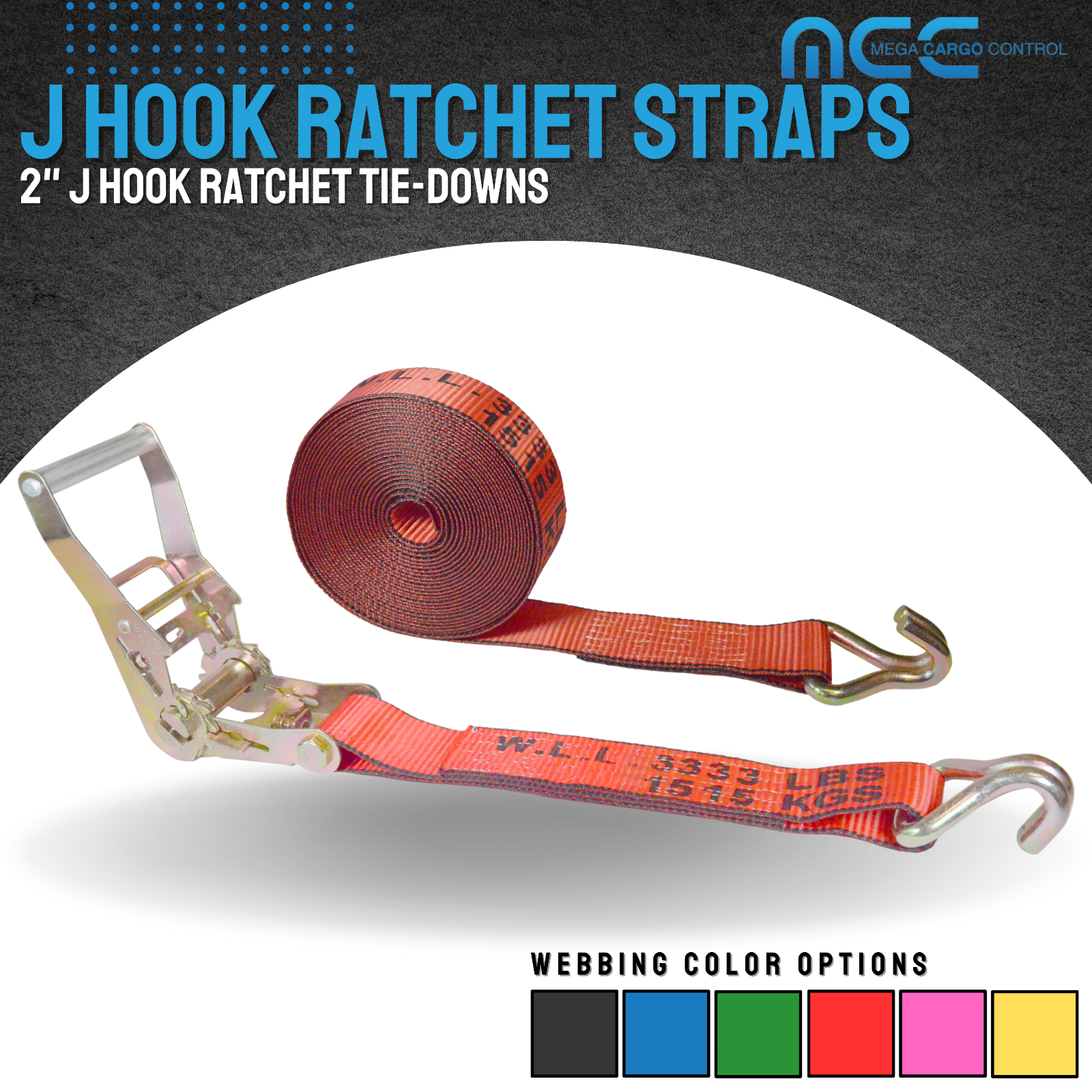 USA Heavy Duty 2" x 40' 50' 60' Ratchet Strap J Hook Flatbed Truck Farm Tie Down