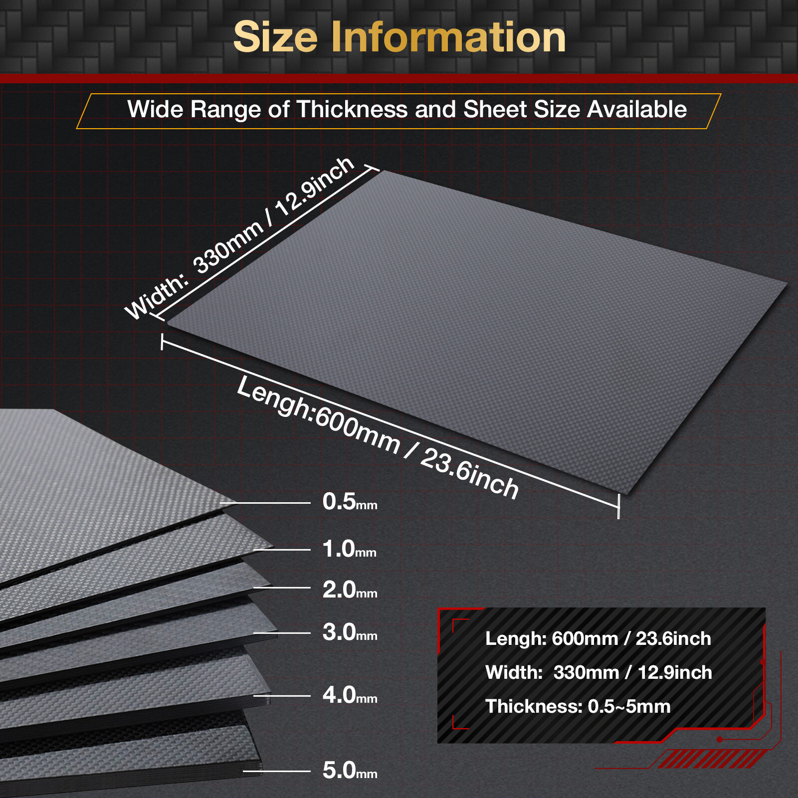 100% Carbon Fiber Board Laminate Carbon Fiber Sheet Plate 0.5-6 MM Thickness