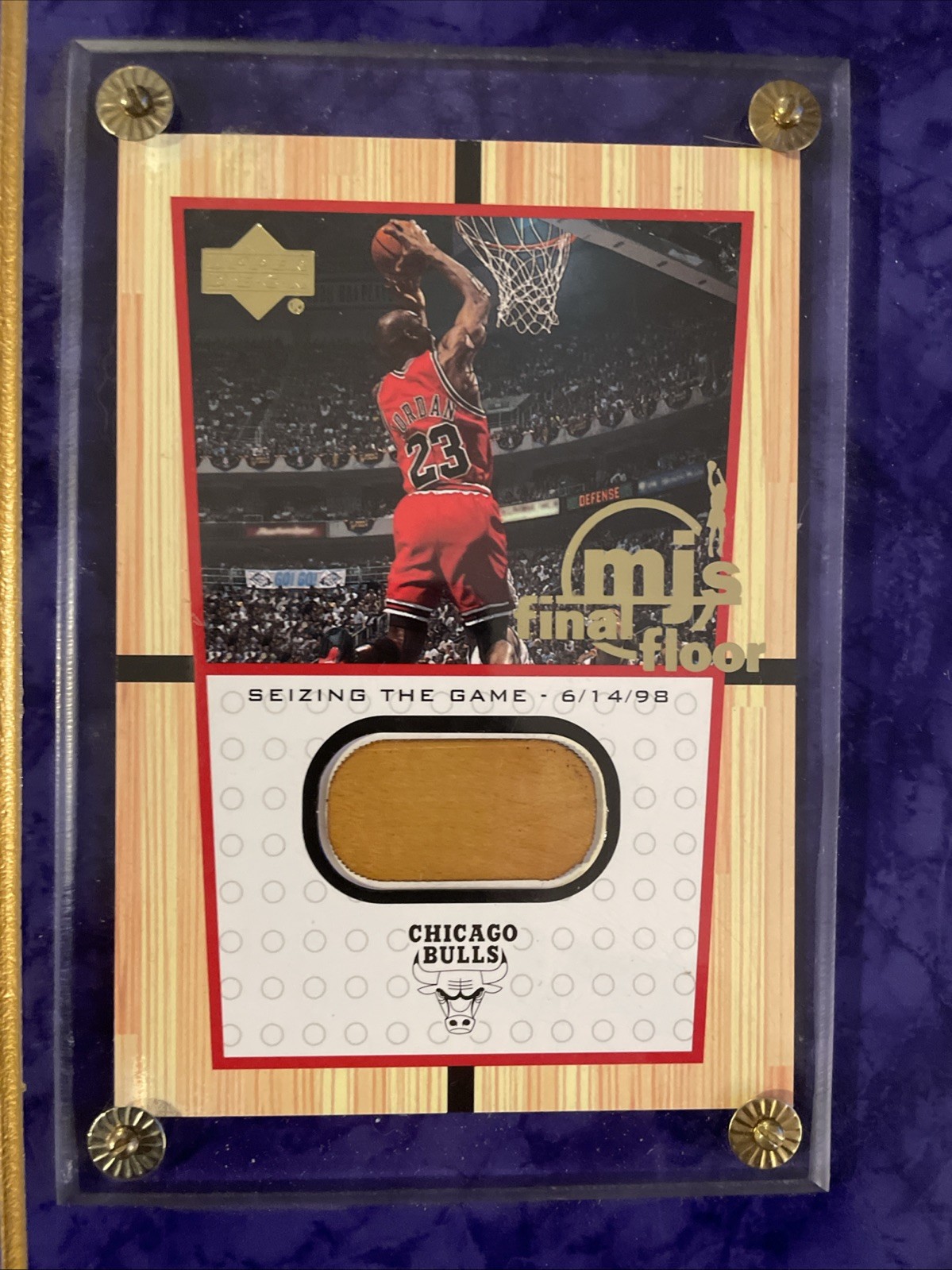 Michael Jordan, 2000 MJ’s Final Floor Jumbo Card on Plaque with UD MJ23 Card