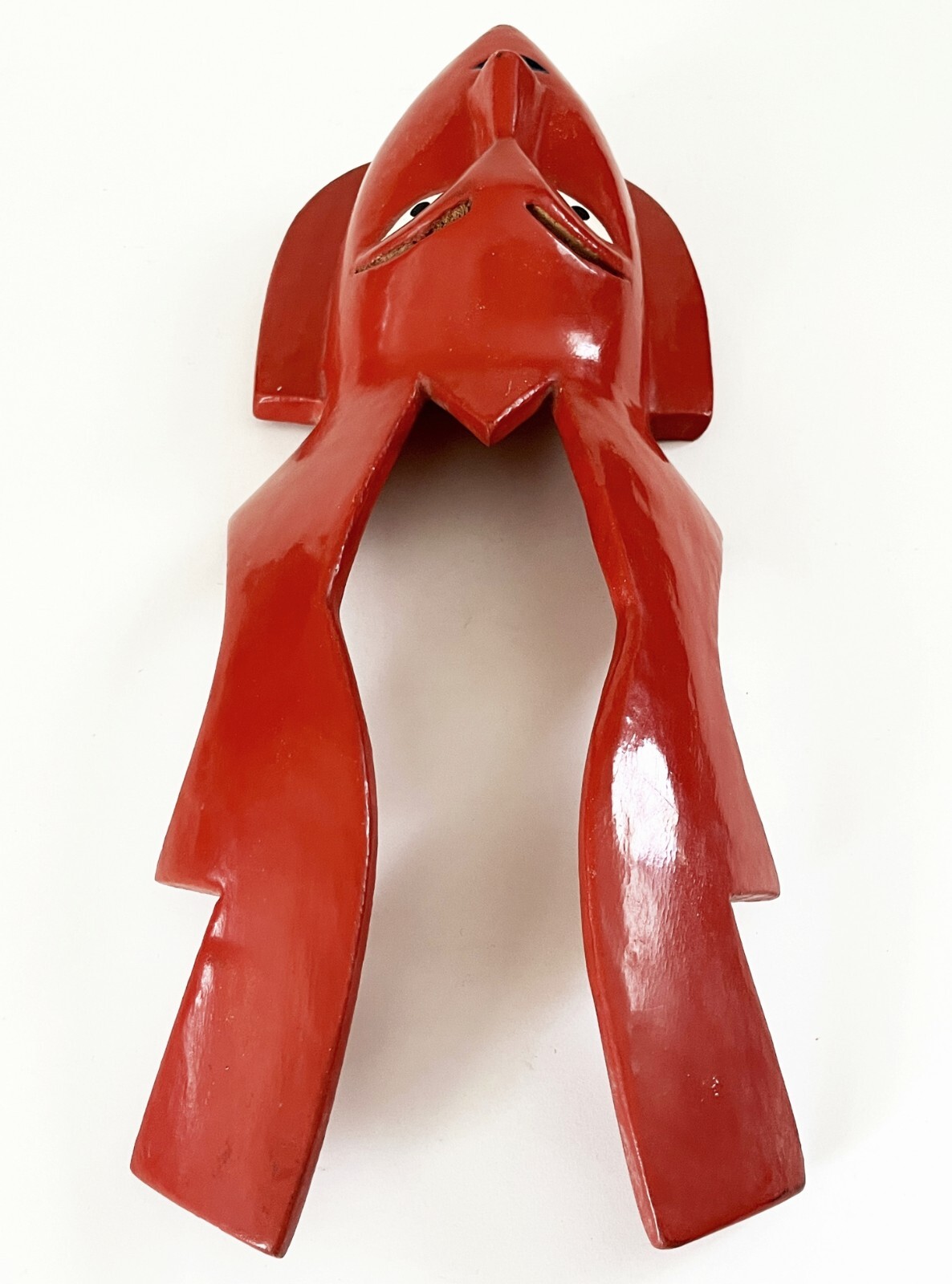 VICTORIANO SALGADO MEXICAN MICHOACAN URUAPAN WOOD MAQUE LACQUER RED COCUCHA MASK