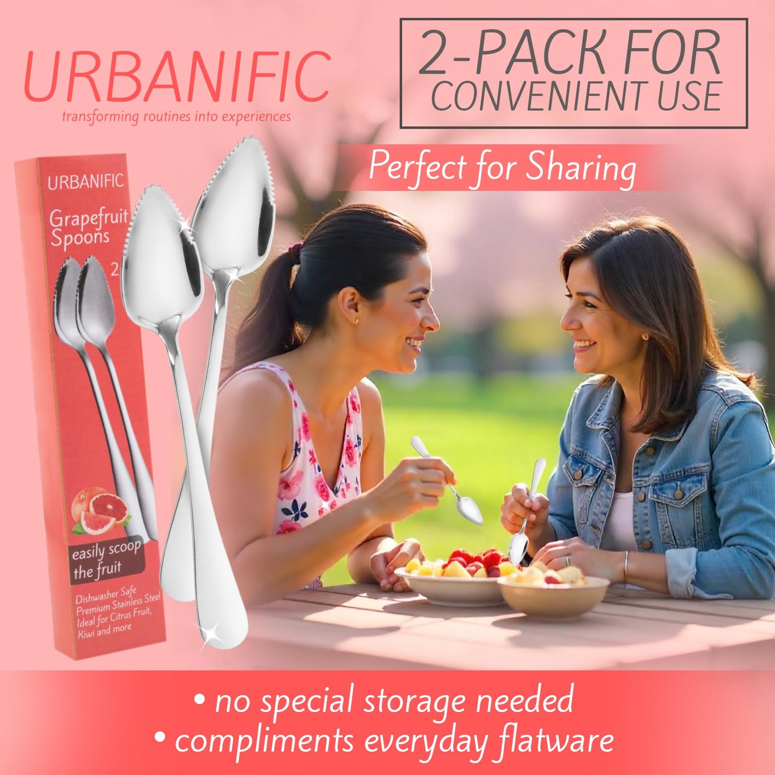 Grapefruit Spoons Set Serrated Edge Stainless Steel Fruit Sieve 4P