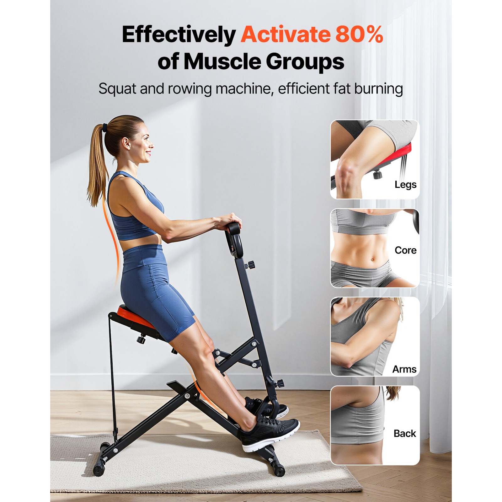 Uimoso Foldable Squat Machine with 3 Resistance Bands Glutes and Leg Workouts