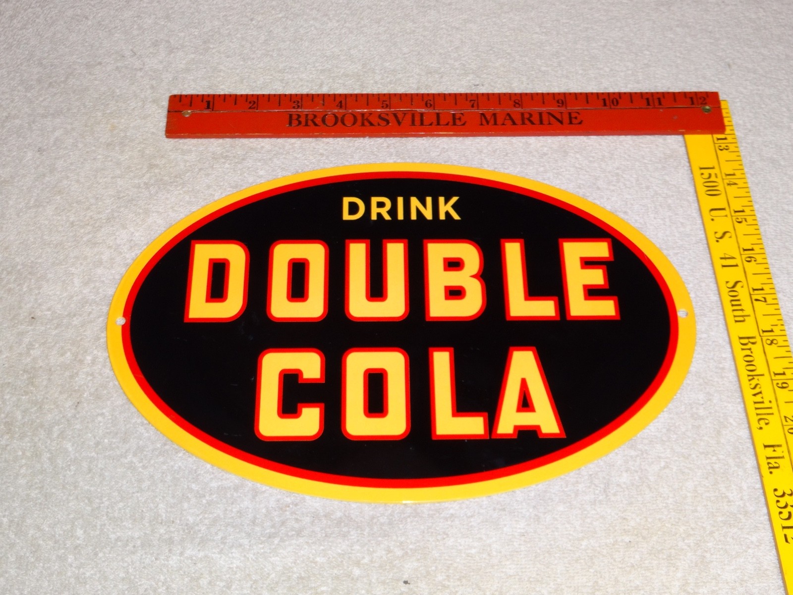 VINTAGE DRINK DOUBLE COLA SODA POP 12" METAL COCA GASOLINE OIL ADVERTISING SIGN!