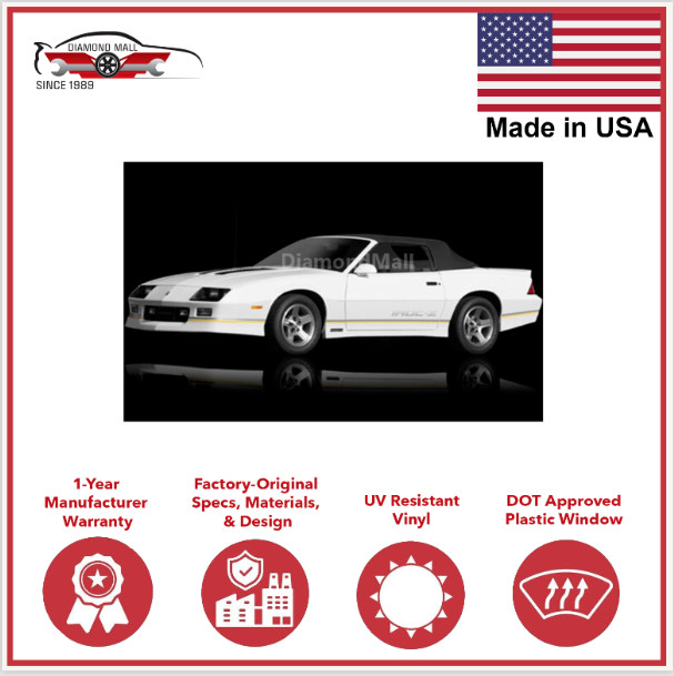 Fits Cheverolet Camaro Firebird Z28 90-93 Convertible Top Plastic Window VInyl