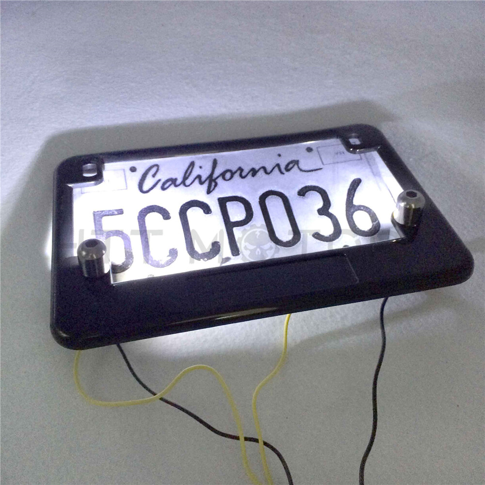 Motorcycle Chrome Universal Led License Tag Plate Bolt Lights