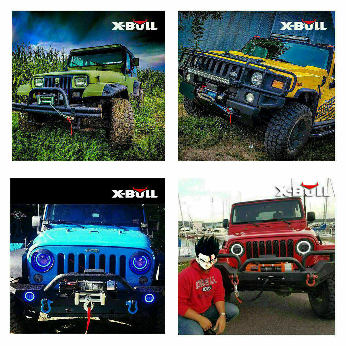 X-BULL 13000lbs 12V Electric Winch Synthetic Rope 4WD Off Road Towing Truck