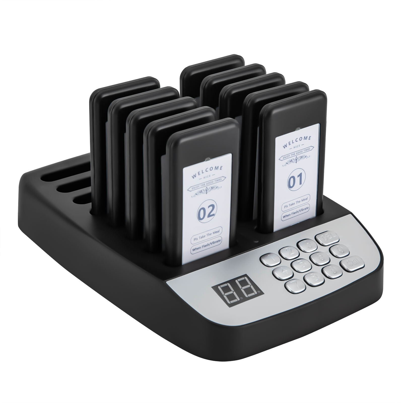 Restaurant Pager System 10 Pagers Wireless Calling System Set for Church Nurse