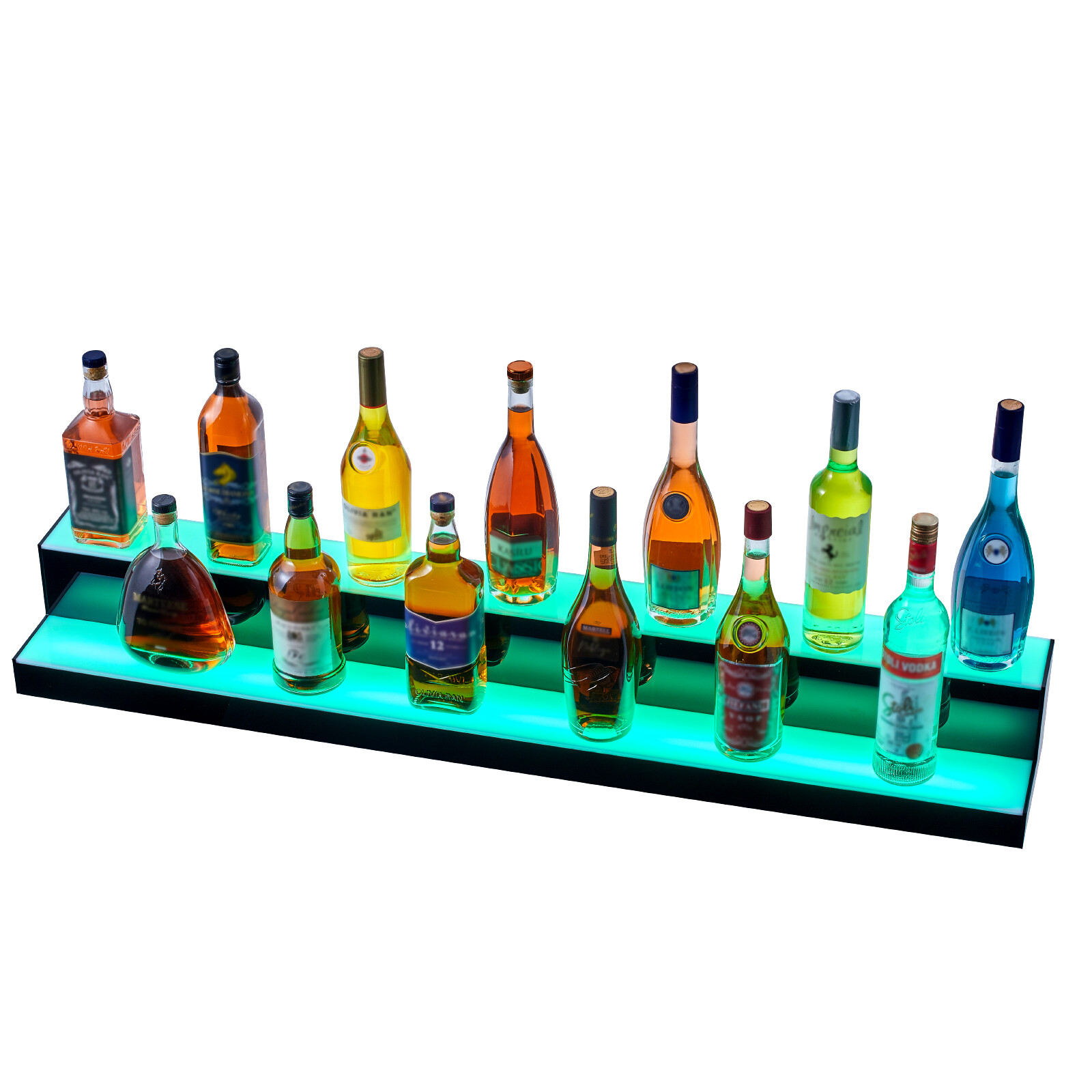 48" 2-Step LED Lighted Liquor Bottle Display Bar Shelf RF& App Control
