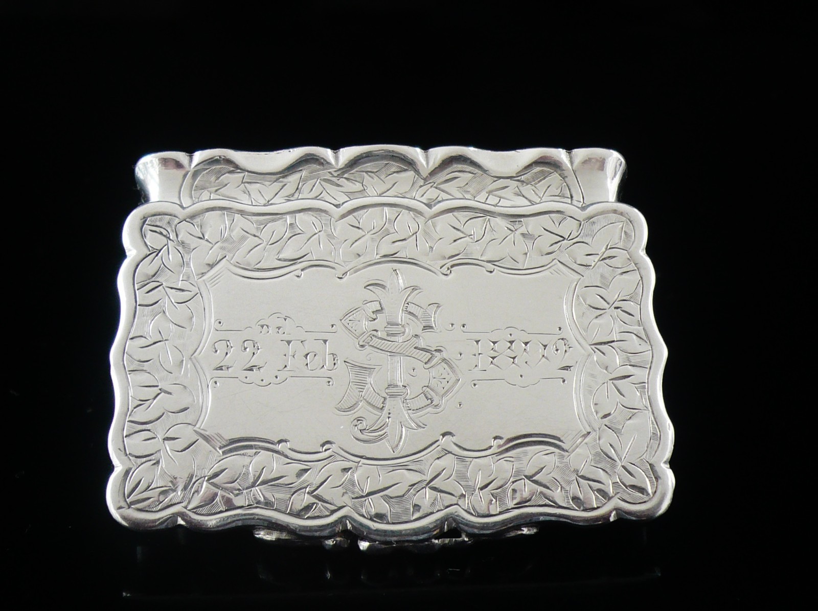 Sterling Silver Snuff Box, George Unite, Antique Birmingham 1890