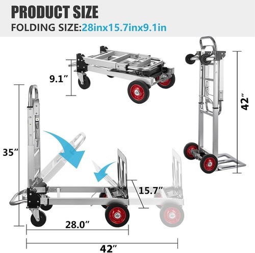 2 In 1 450Lbs Heavy Duty Aluminum Hand Truck Folding Dolly Cart Portable Trolley