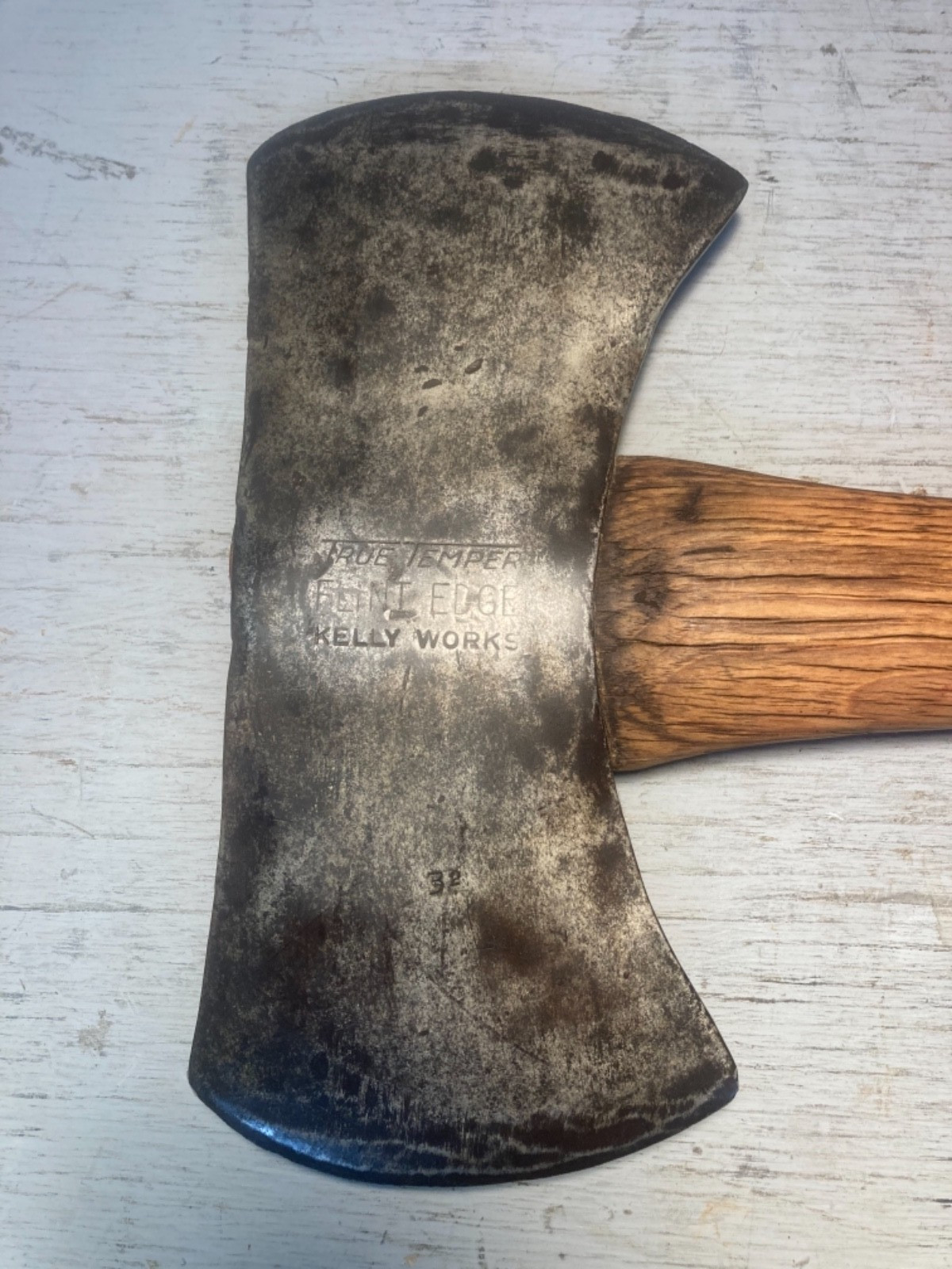 Antique True Temper Flint Edge Kelly Works Double Blade Axe 3.2 Head 34" Overall