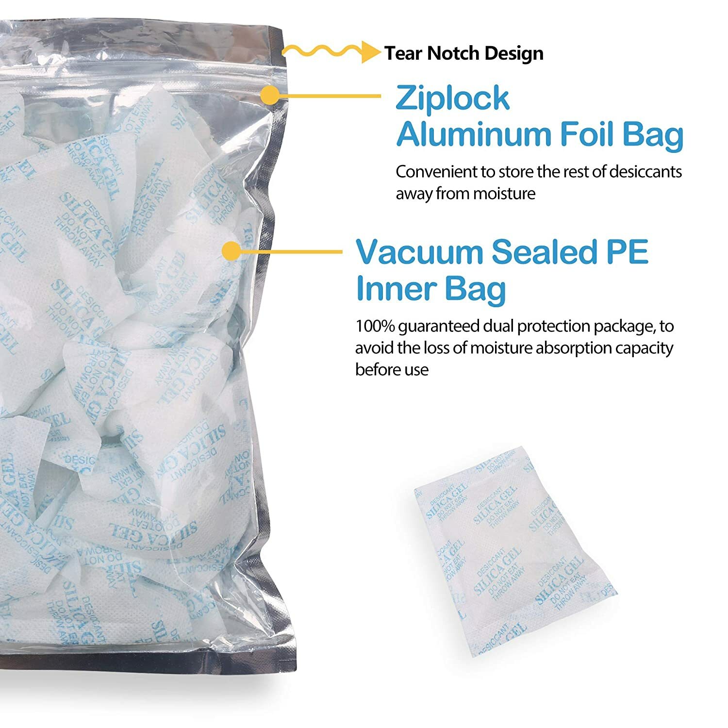 10 Gram Pack of 32 Silica Gel Packets Desiccant Dehumidifiers Moisture Absorber