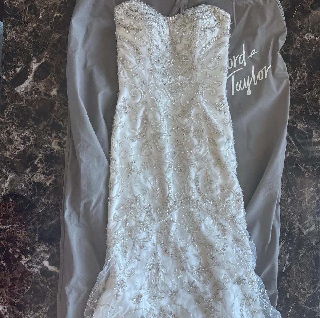 Sottero and Midgley Ivory Beaded Strapless Fit Flare Wedding Dress