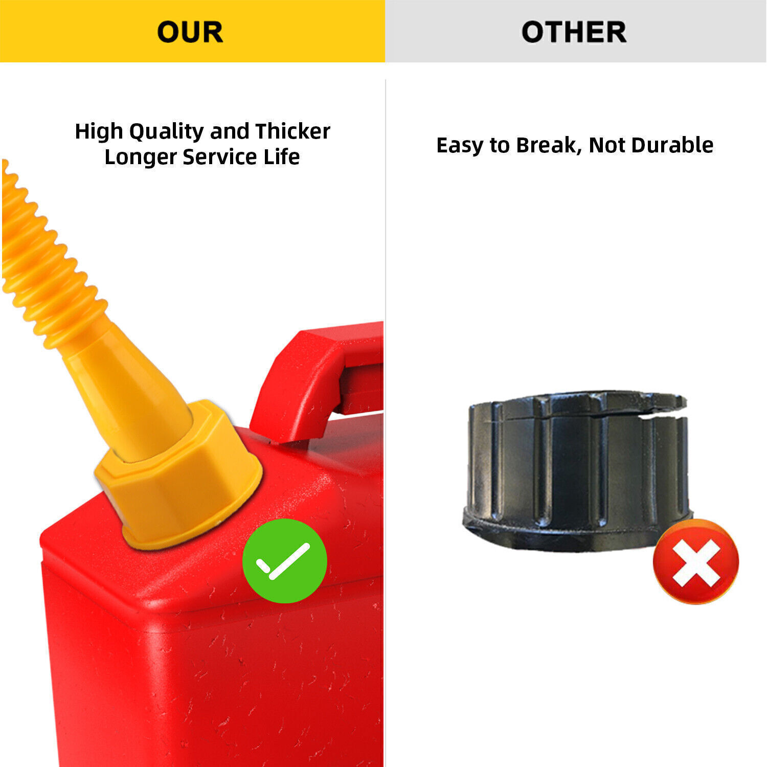 Old Style Gas Can Spout Replacement w/Tough Nozzles Screw Collar Vent Caps 6 Kit