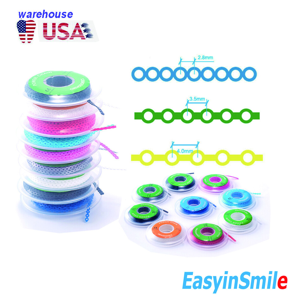 Dental Orthodontic Power Chains Braces Rubber Bands Elastic Short Long Closed