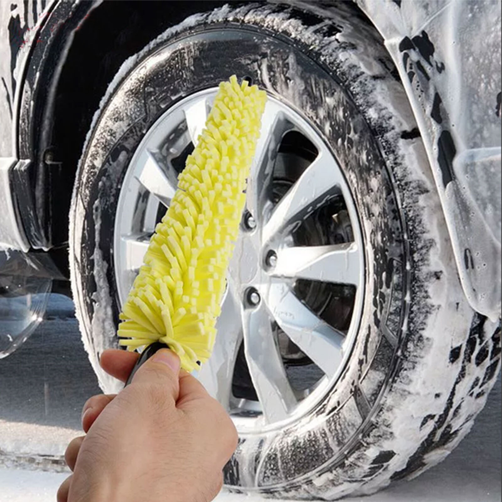 4PCS Car Detailing Cleaning Brush Tire Rim Washing Scrub Wheel Cleaner Tool Kit