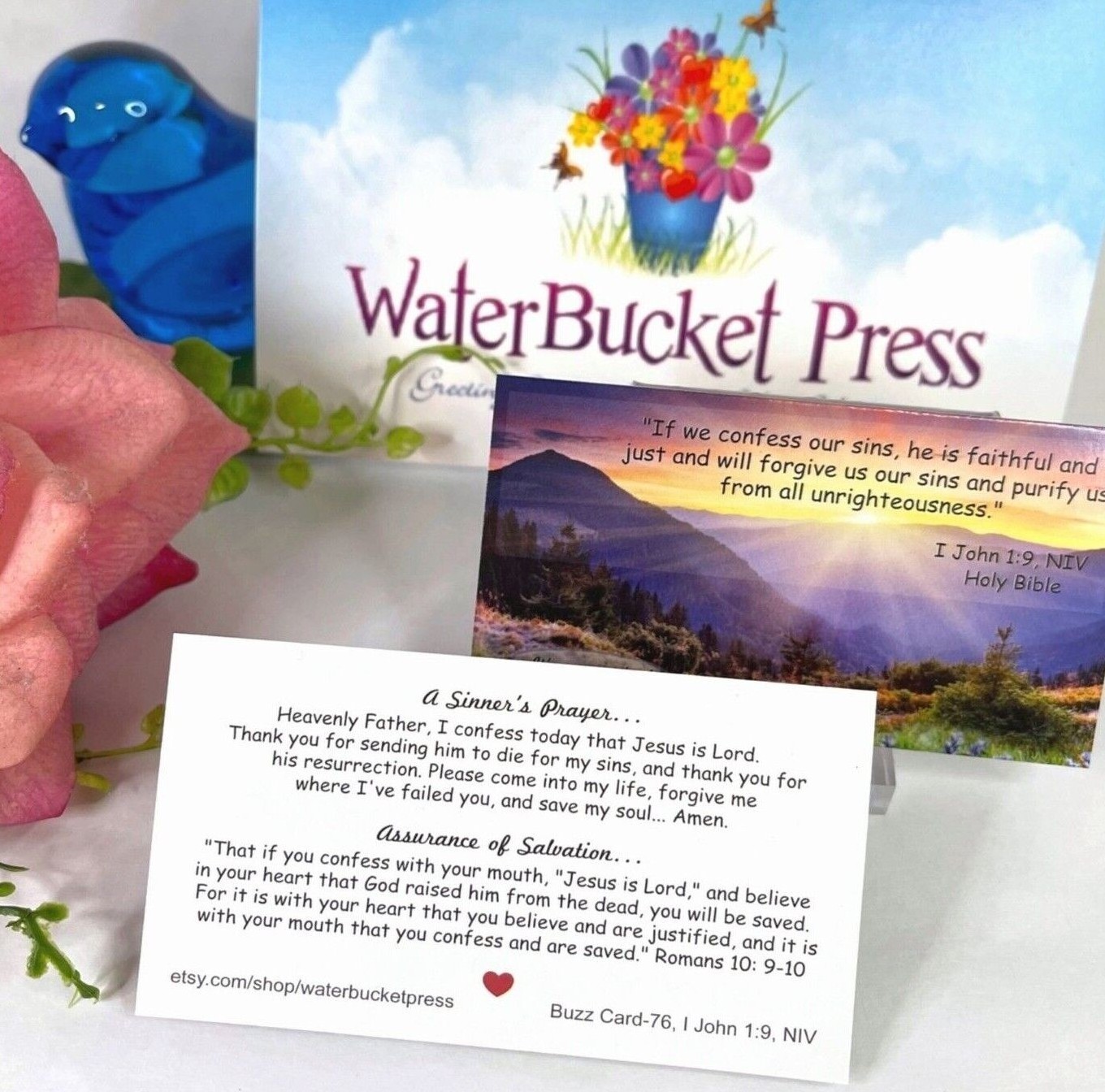 Pocket Prayer Cards, Bible Scripture Cards, A Sinner's Prayer Romans 10:9