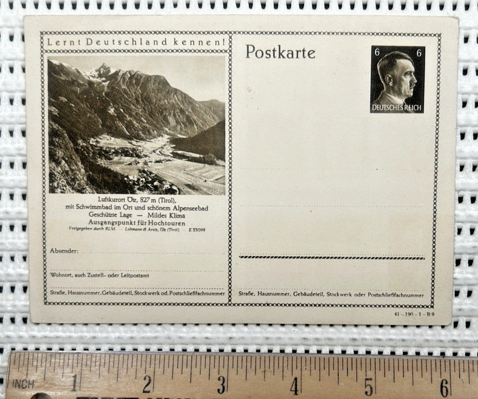 1941 Third Reich Postal Card With 512-523 With Ukraine Overprint Affixed To Back