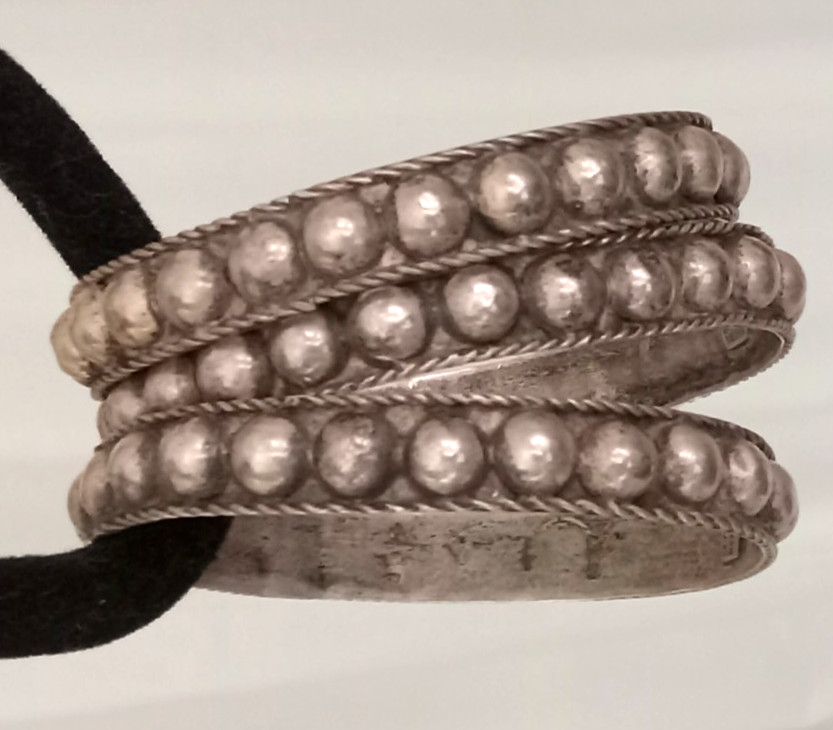 *LOT 3 ANTIQUE VINTAGE STERLING SILVER DOME BANGLE BRACELETS HANDMADE MEXICO 57g