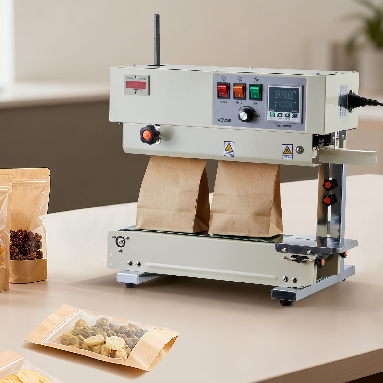 VEVOR Continuous Sealing Machine Vertical Band Sealer 0.24-0.47 in Seal Width