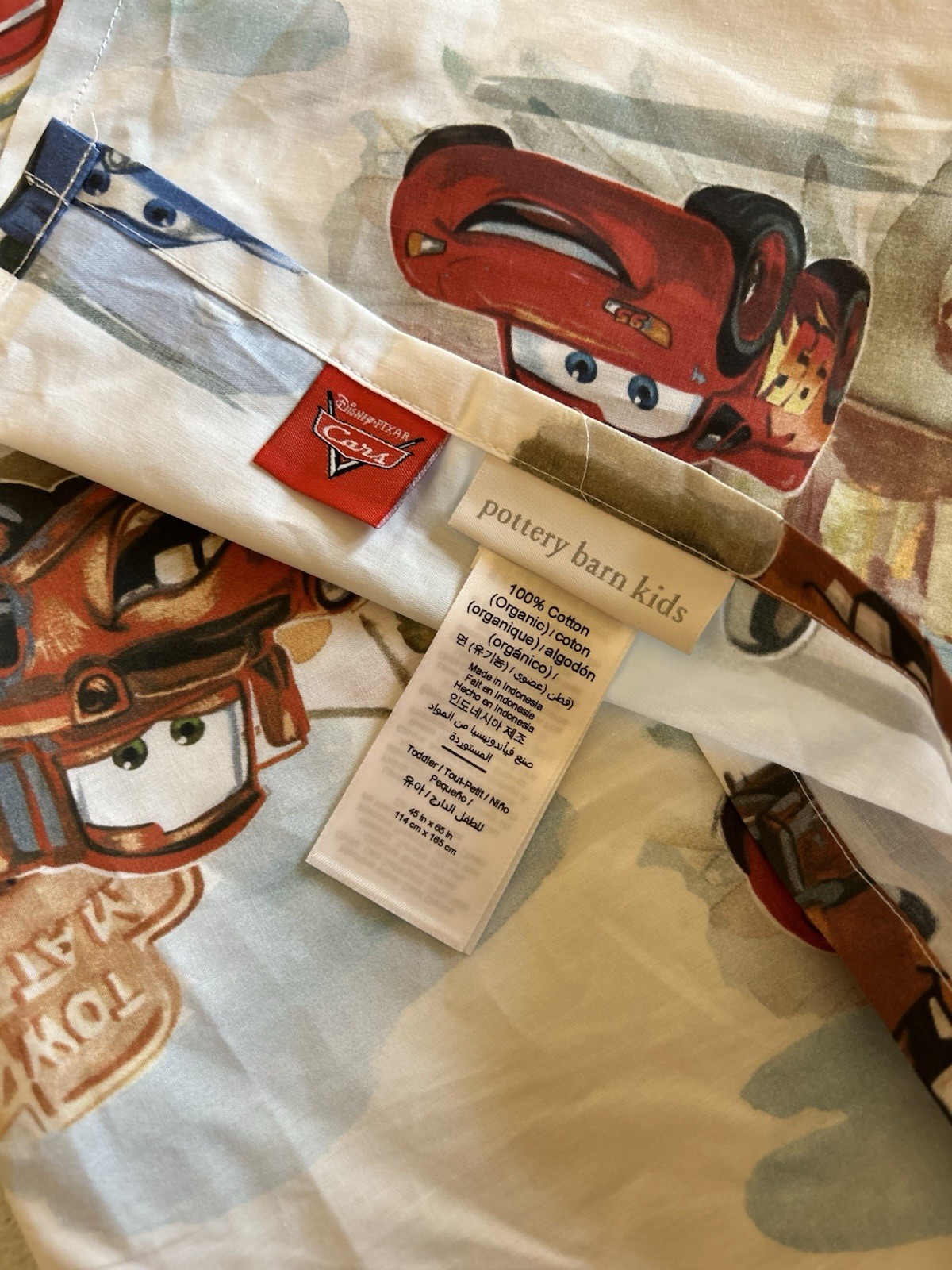 Pottery Barn Kids Disney Pixar Cars TODDLER Flat Sheet ONLY NWOT OB