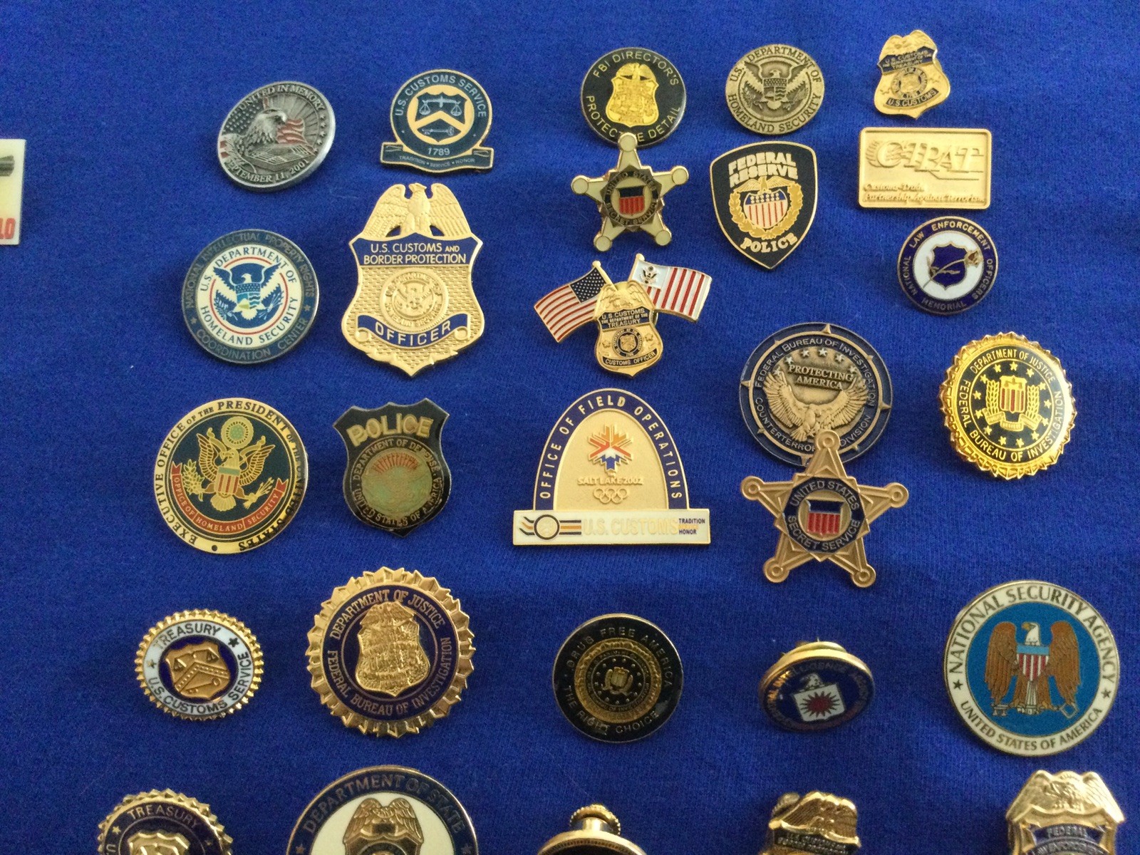 Lot of 50+ misc Law Enforcement Police Pins Badges - Federal State Local Int’l