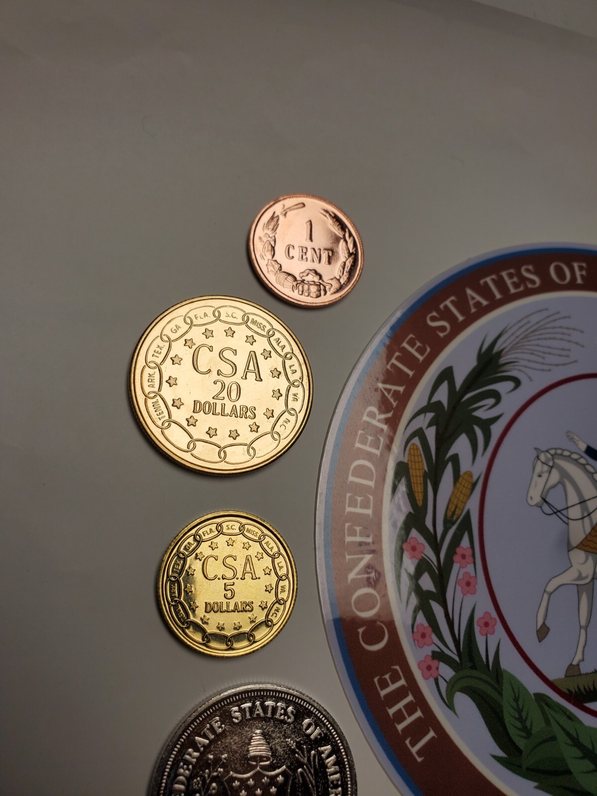 Seal of Confederate States of America C.S.A. 🇸🇴 HUGE 5" Decal & Coins
