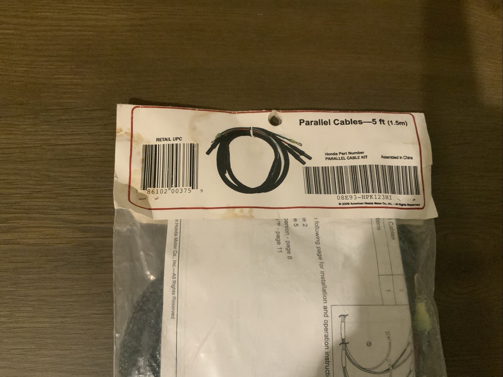 Honda Parallel Cables Generator EU1000i/EU2000i-C/EU3000i Handy 08E93-HPK123HI