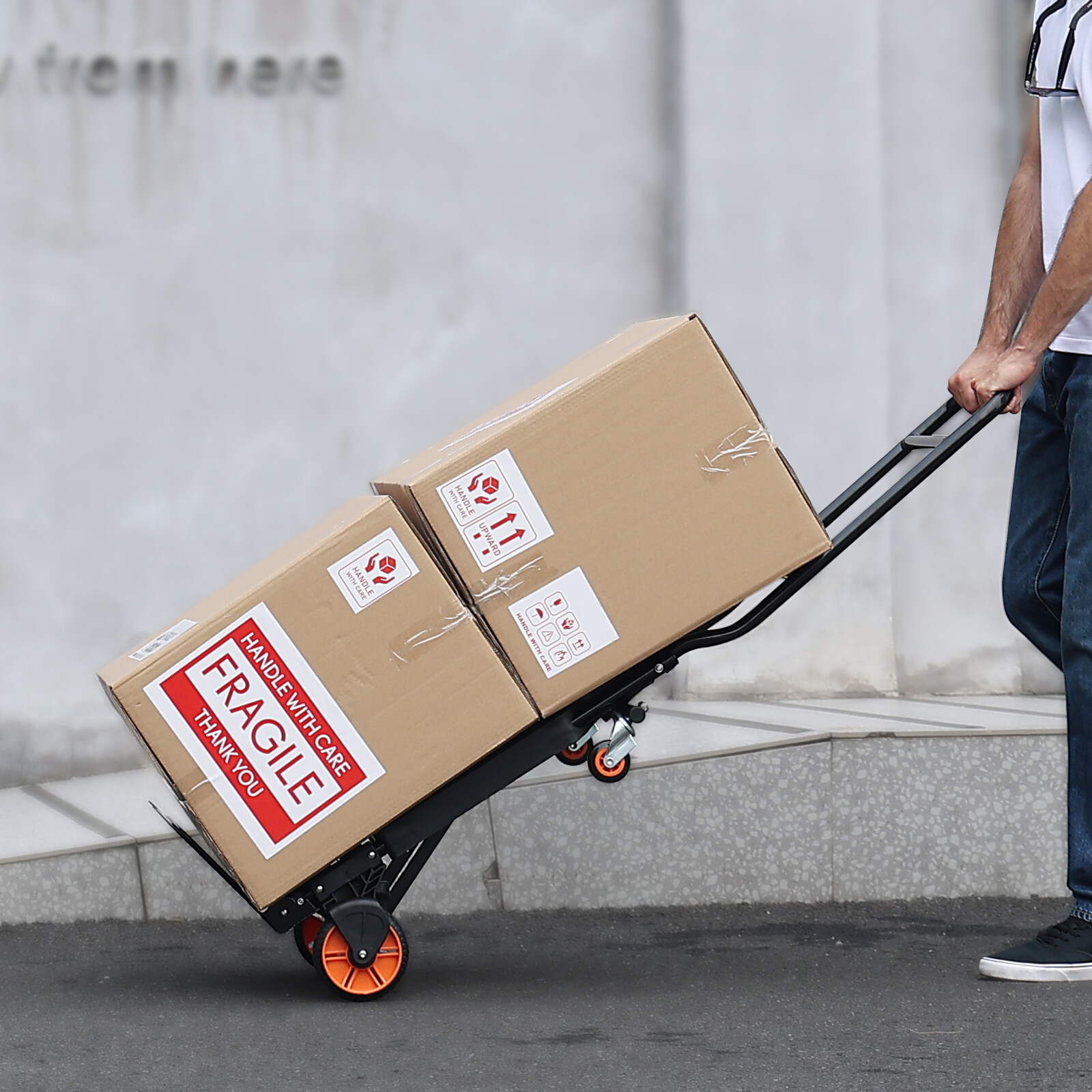 VEVOR Aluminum Hand Truck 2 in 1 Folding Dolly Cart 300 lbs Capacity Heavy Duty