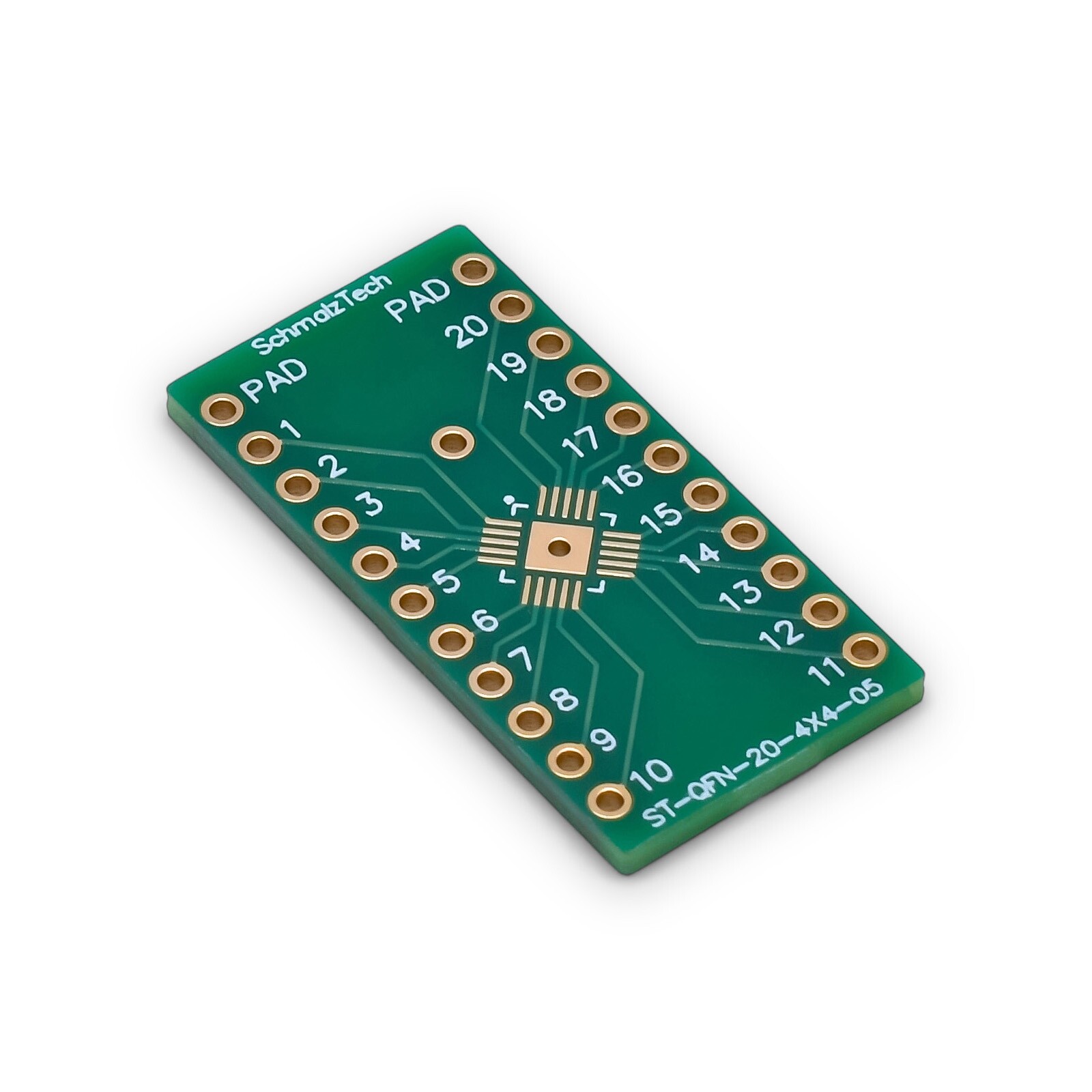 QFN-20, 4mm x 4mm, 0.5mm Pitch SMD to DIP Adapter, ST-QFN-20-4X4-05,  3 Pieces