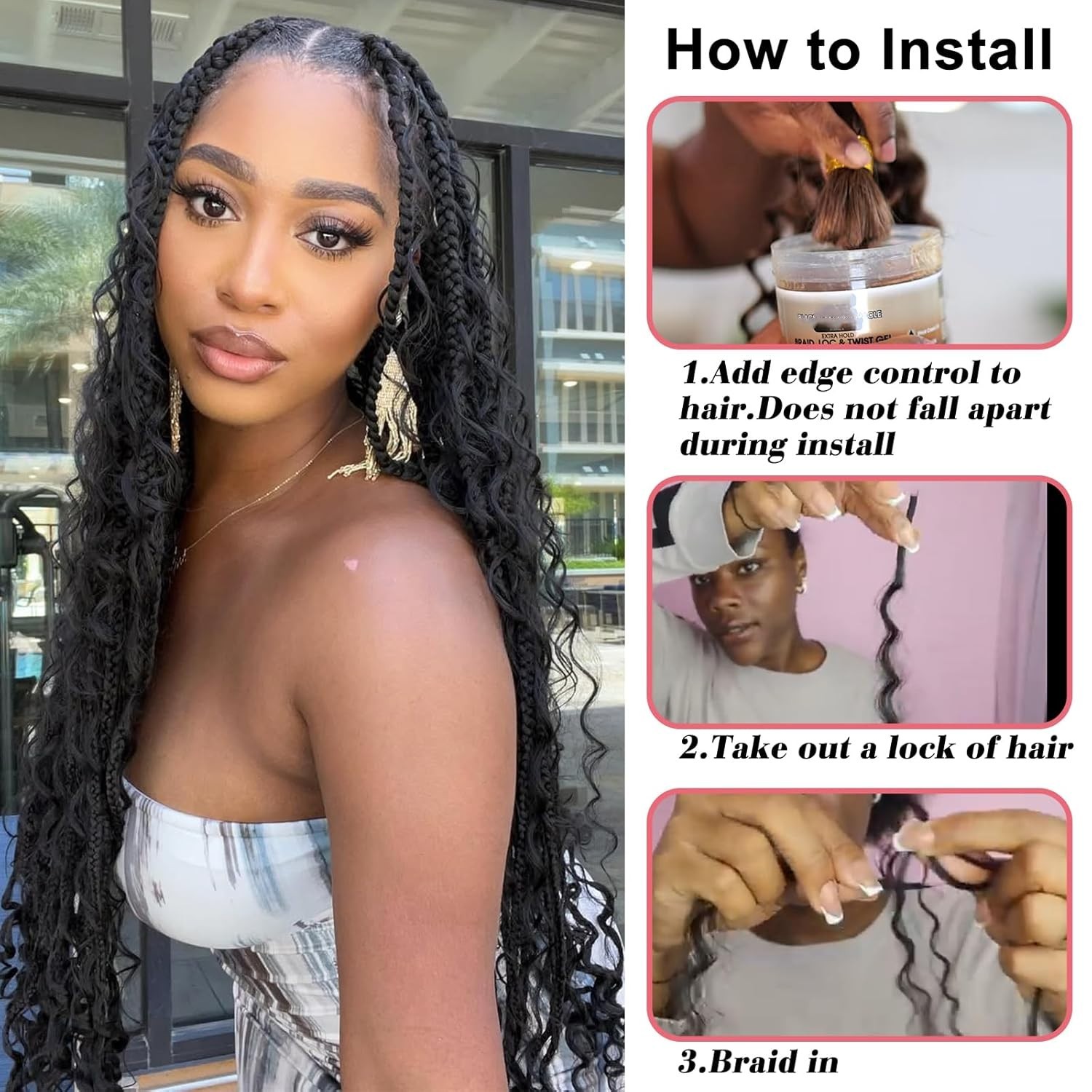 Braiding Hair for Boho Braids 18 Inch 2 Bundles Natural Black Water Wave Bulk Sy