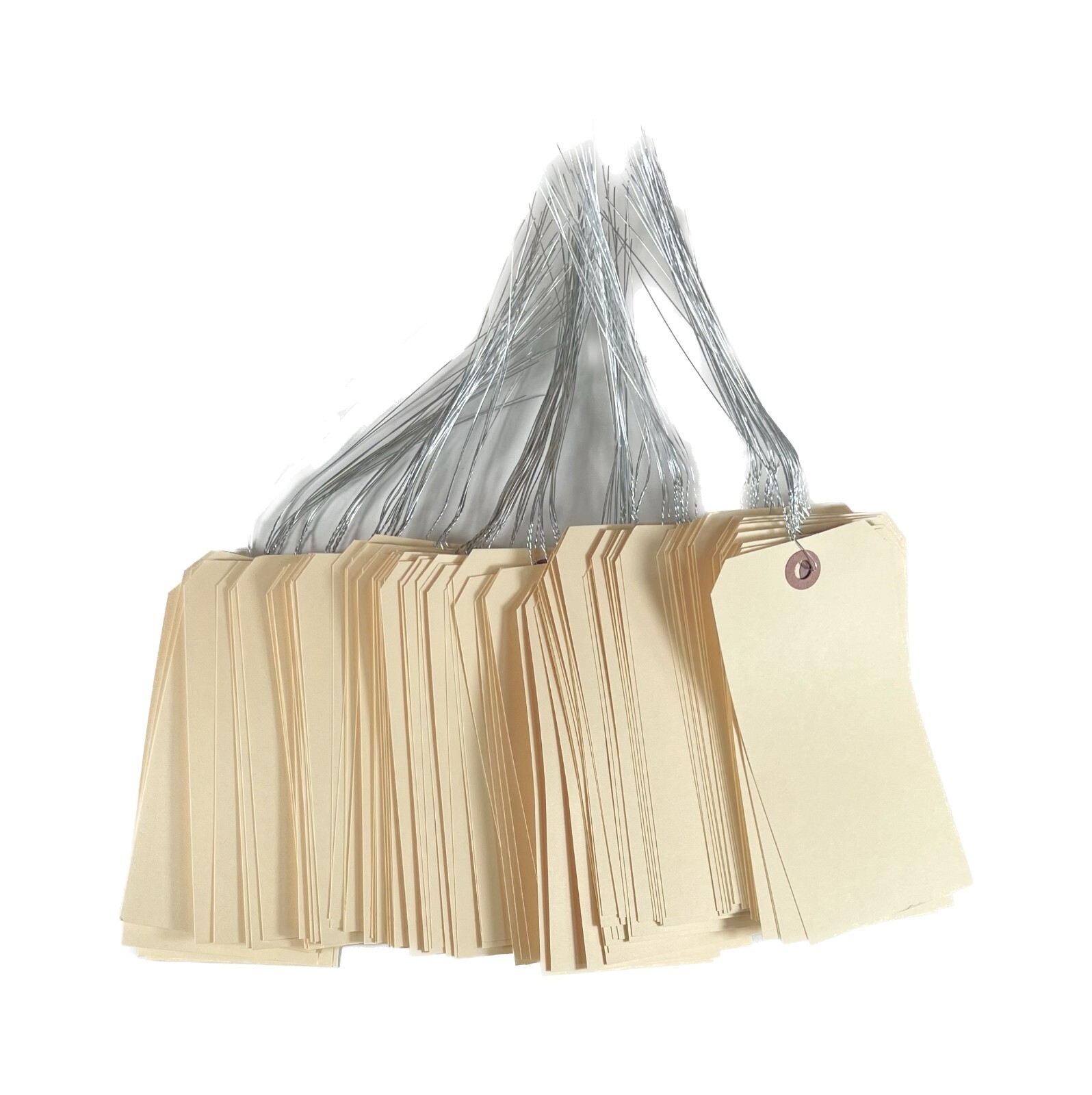 100 pcs 5 3/4" x 2 7/8" Size 7 Manila Large Pre-Wired Parts Price Tags with Wire