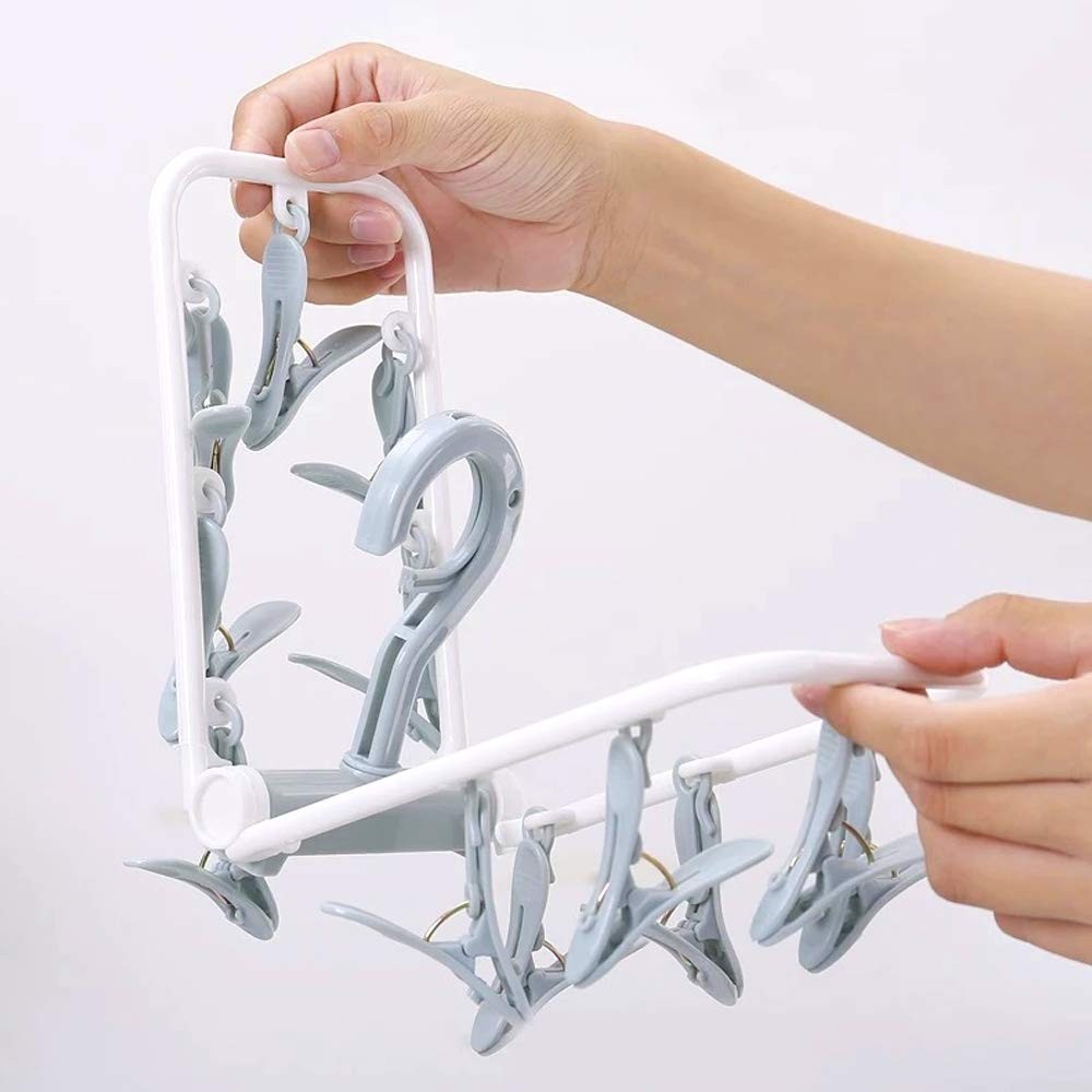 ZACI 2 Pack Clothes Drying Rack,12 Clips Laundry Rack Blue, Purple