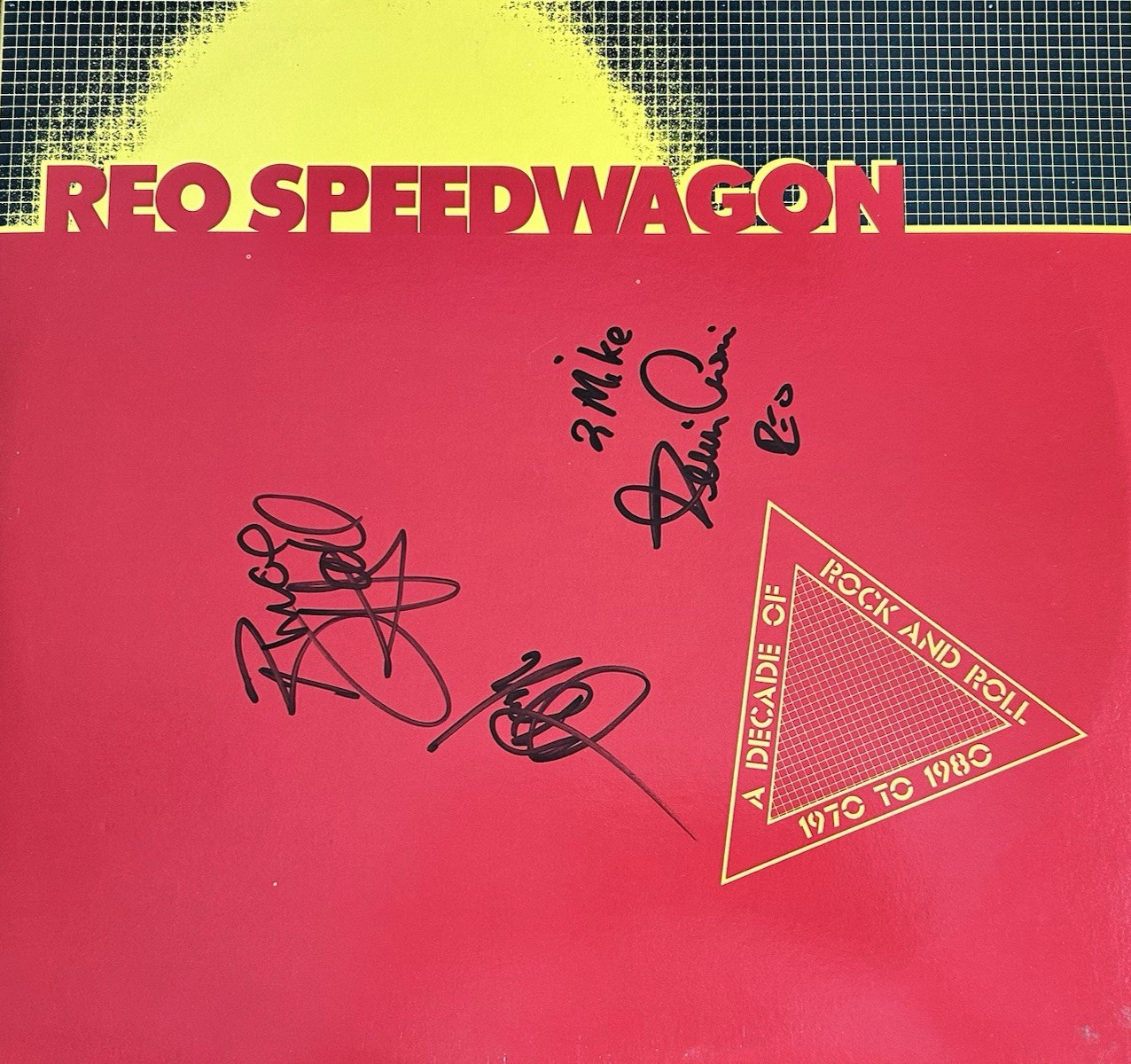 REO Speedwagon "A Decade Of Rock And Roll" Vinyl - Signed - Kevin Cronin + 2