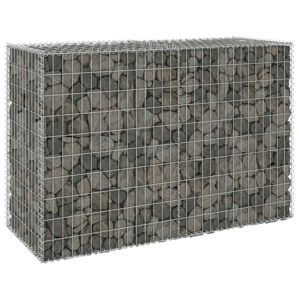 Gabion Wall Gabion Basket Post Gabion Wall with Covers Galvanized Steel vidaXL