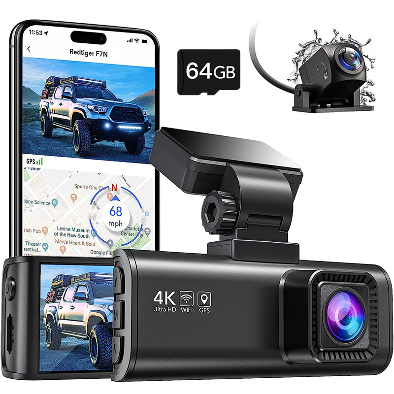 REDTIGER F7N Dash Cam 4K Dual Dash Camera Front and Rear With SD Card  For Cars