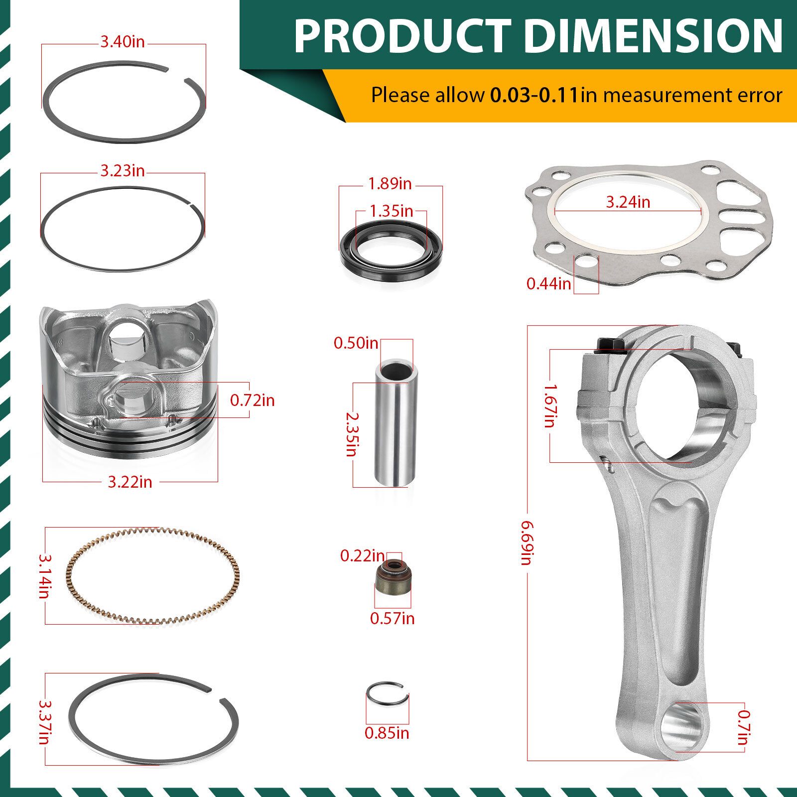Engine Rebuild kit Piston Gaskets Connecting Rod for Kawasaki Mule 600 610 KAF40