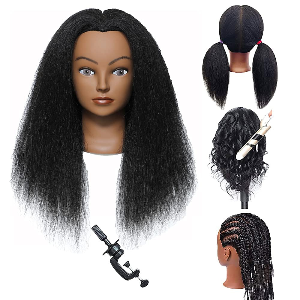 Mannequin Head with Human Hair 100% Real Hair Manikin Cosmetology Doll Head Hair