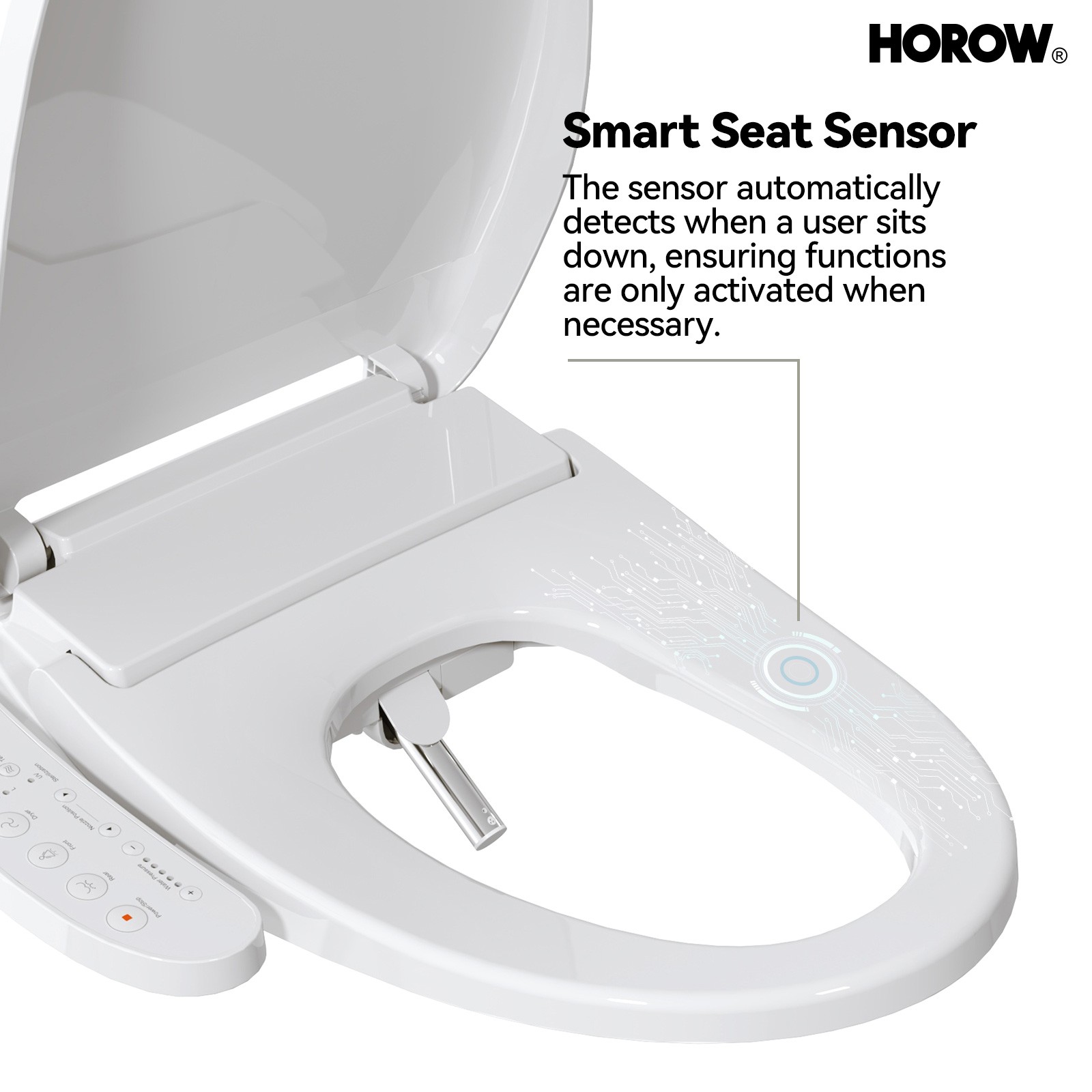 HOROW Elongated Bidet Toilet Seat With Heated and Dryer Model B0403 Warm Water