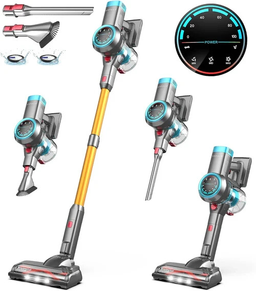 Cordless Stick Vacuum Cleaner 450W 35KPa Self-Standing, 60Min Runtime, Lightweig
