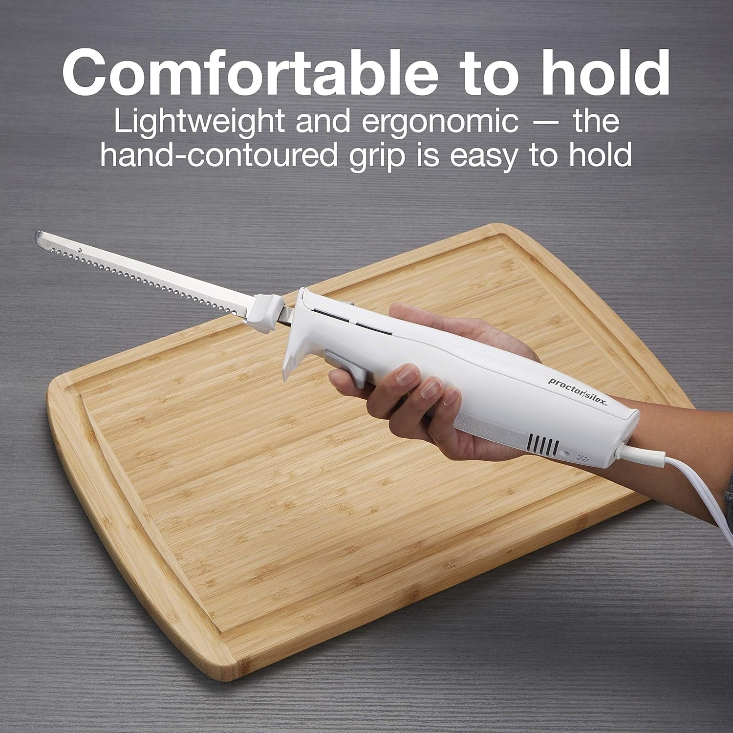 Electric Carving Knife for Meats & Bread, Lightweight, White