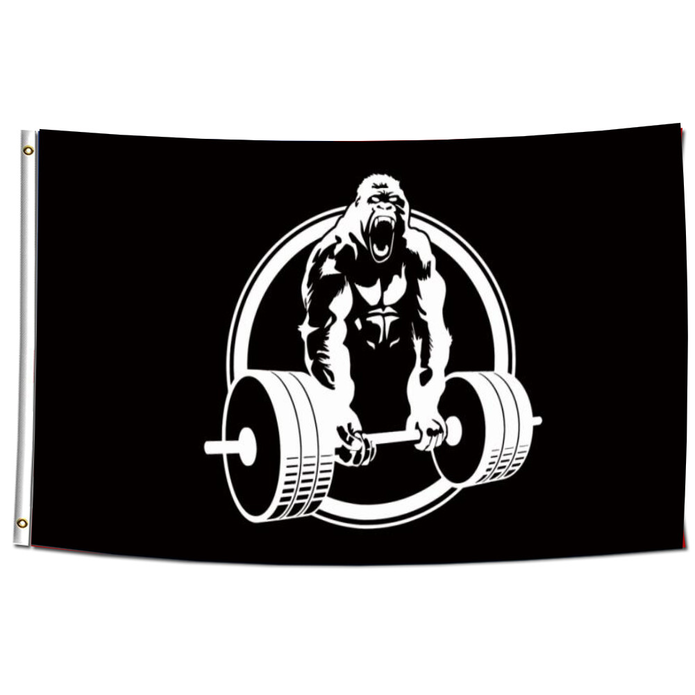Fitness Banner Flag 3x5ft Sign Poster Home Gorilla Gym Garage Workout Equipment