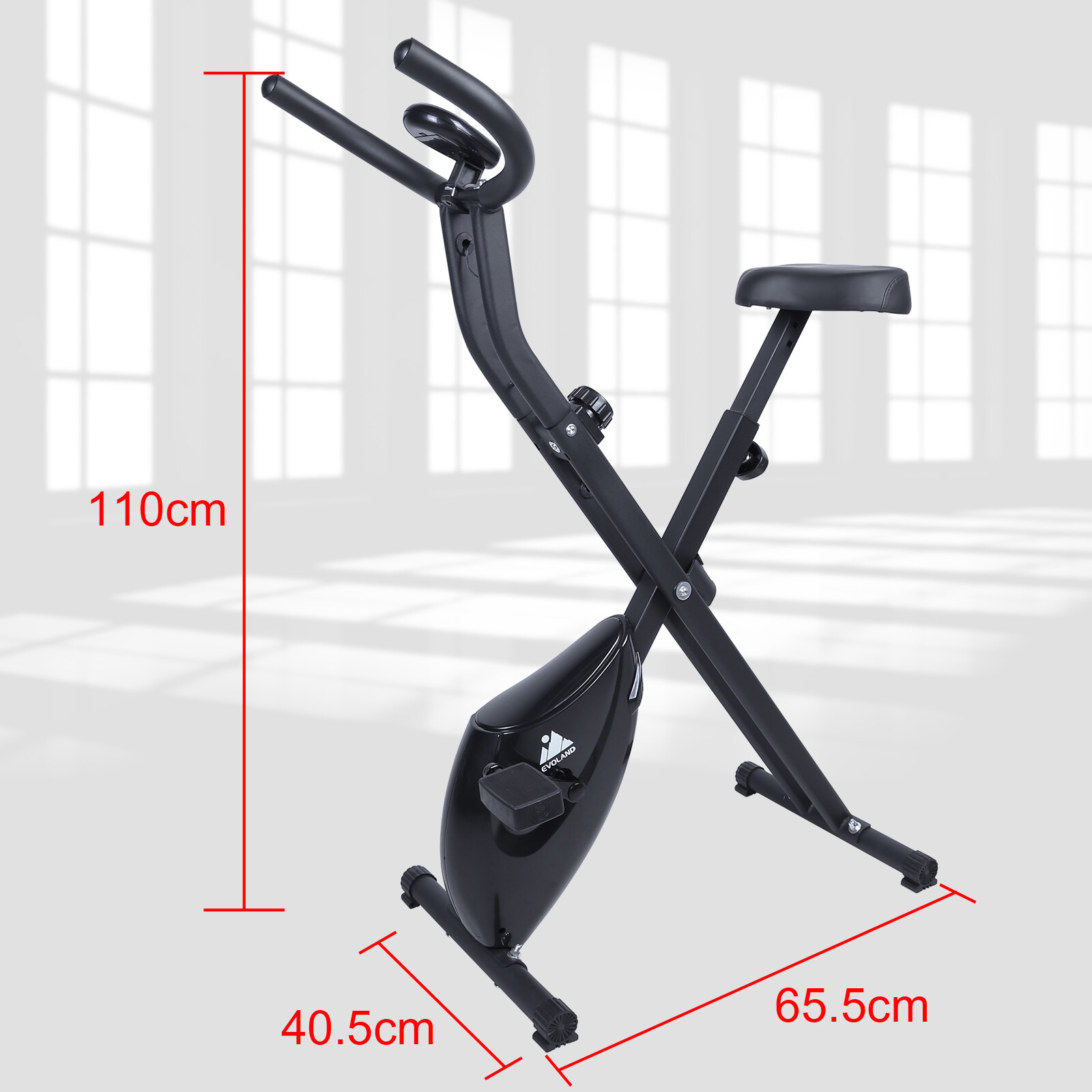 Folding Stationary Cycle Upright Indoor Cycling Exercise Bike with LCD Monitor