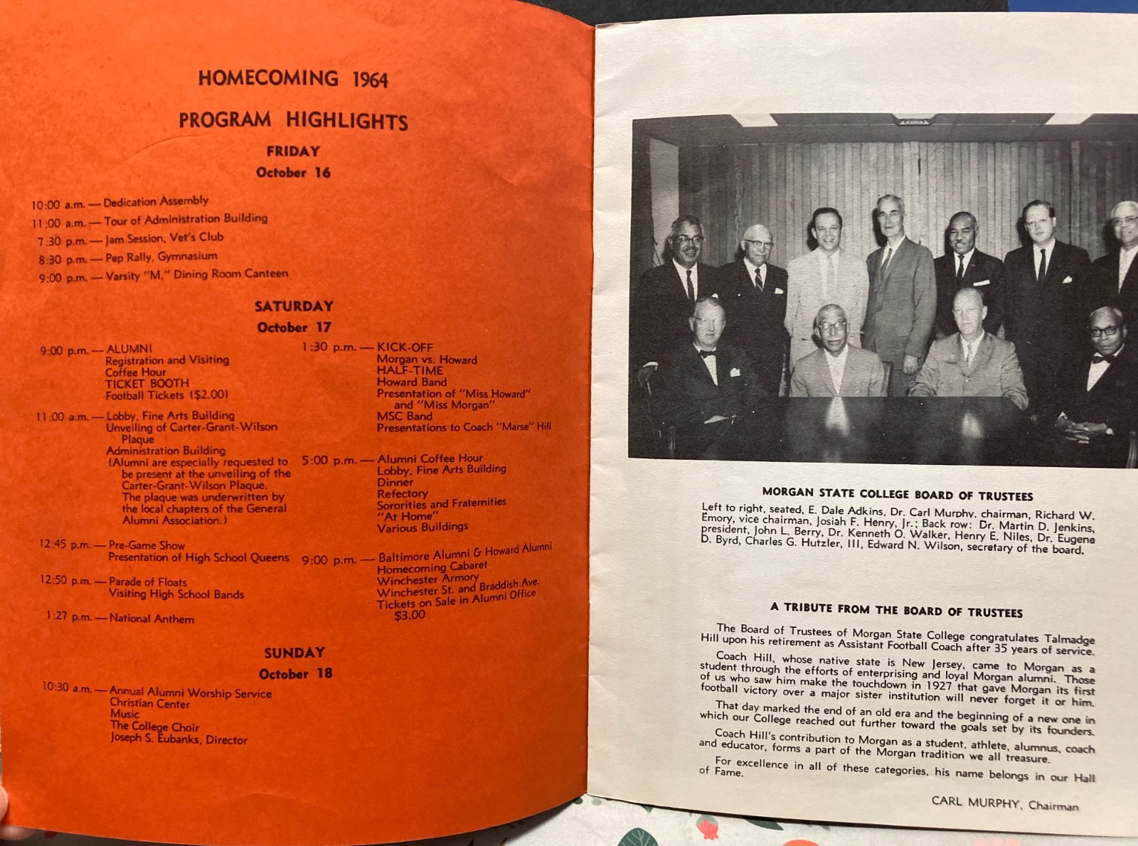 Vintage Black College Football 1964 Homecoming Program~Howard U. vs Morgan State