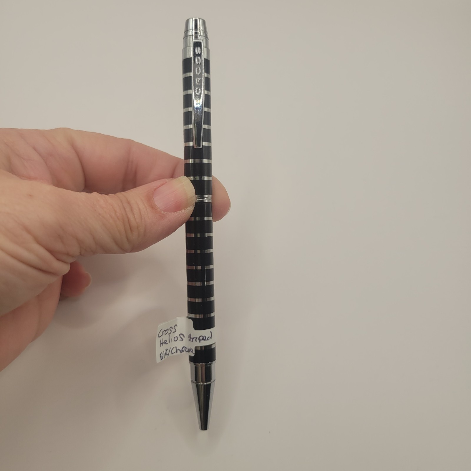 Vintage Cross Helios Black & Chrome Striped Ball-Point Pen Black Ink Works